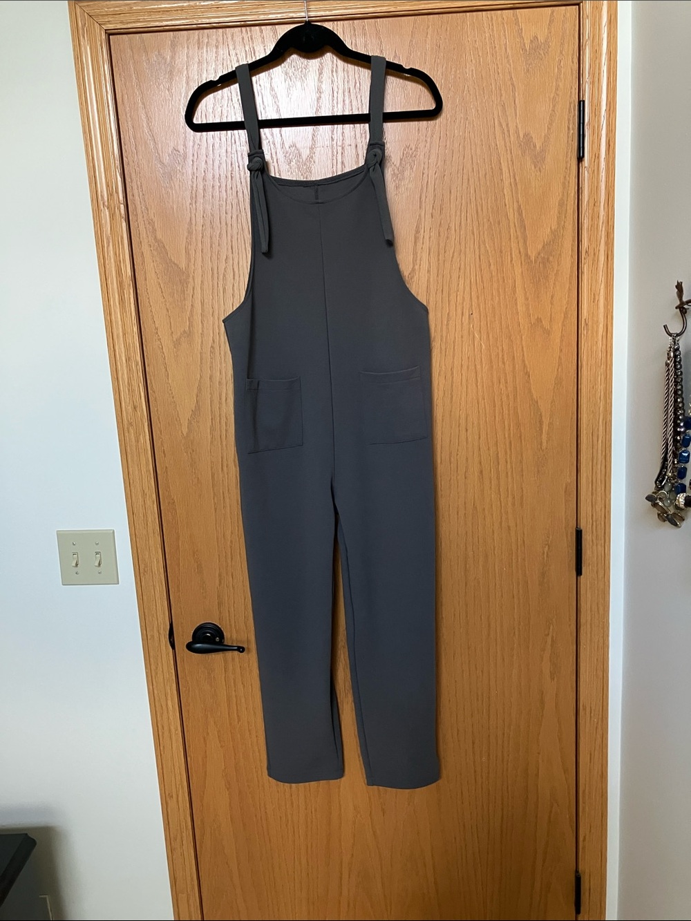 SHEIN Dark Gray Sleeveless Jumpsuit Overalls with Front Pockets